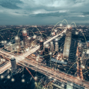 A city connected by smart technology and microgrids